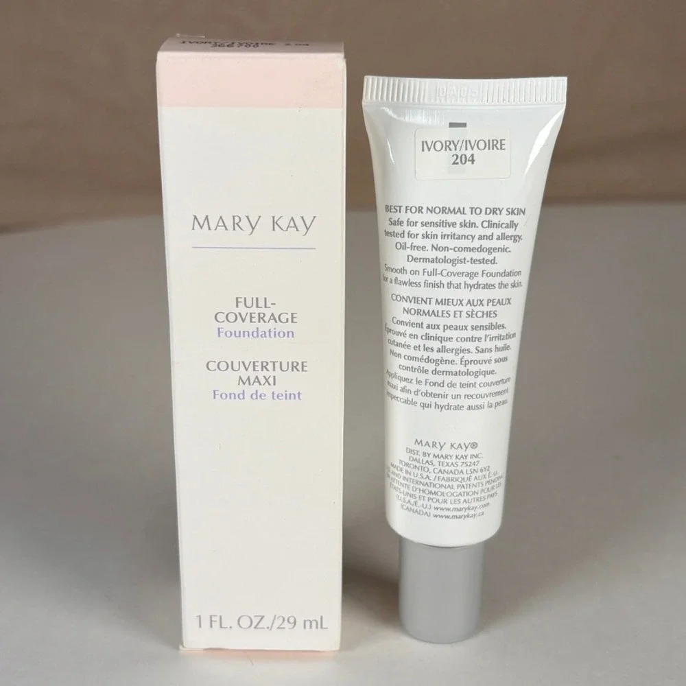 NEW Mary Kay IVORY 204 Full-Coverage Foundation 1 fl oz‎ NOS 366700 Gray Cap